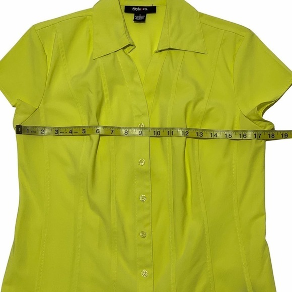 STYLE & Co Green Short Sleeve Button Down Shirt - Picture 7 of 10